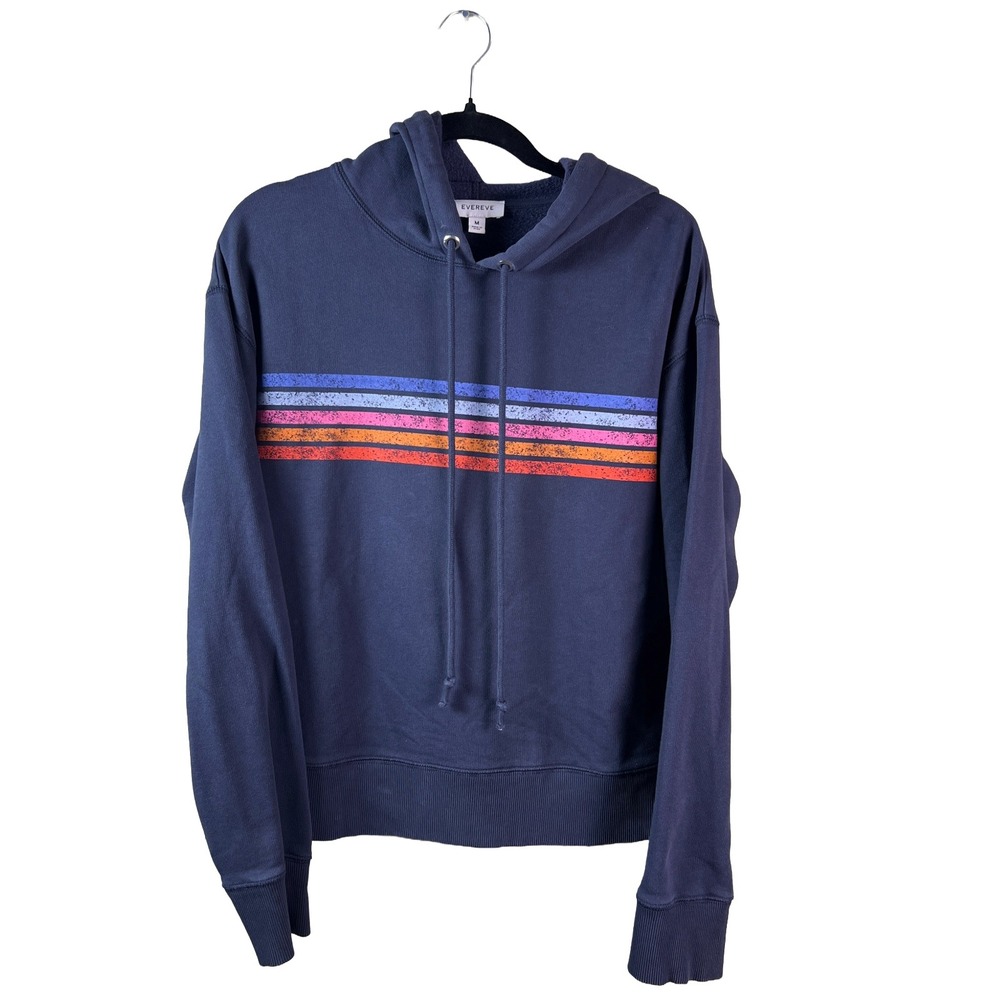 Evereve Striped Hoodie Sweatshirt 2020s Women's M Athleisure Retro